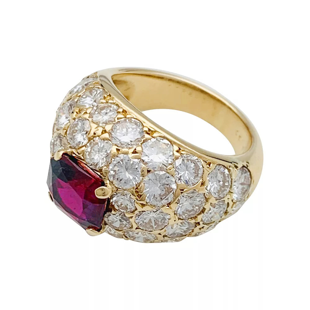 Bague jonc de luxe en or jaune rubis et diamants M.Gérard 7