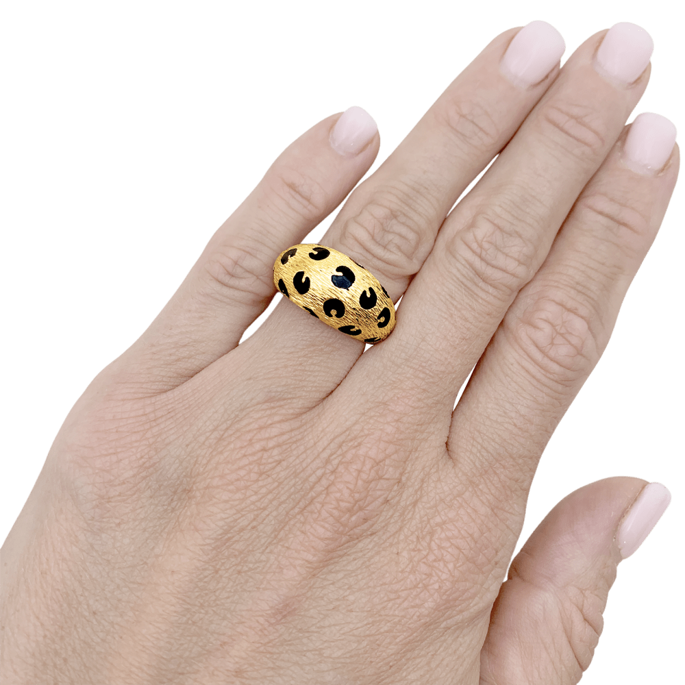 Bague Fred Paris, "Léopard", or jaune, émail noir. 6