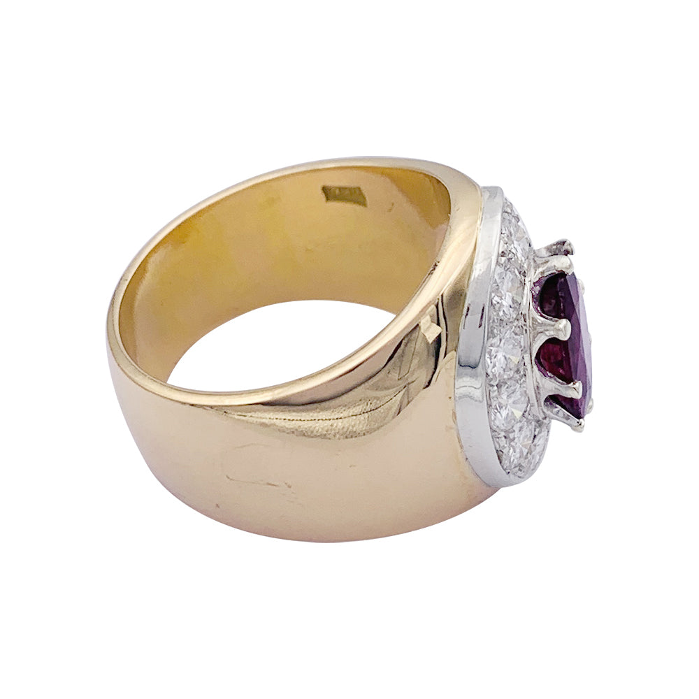 Bague jonc, or jaune, or blanc, rubis et diamants. 3