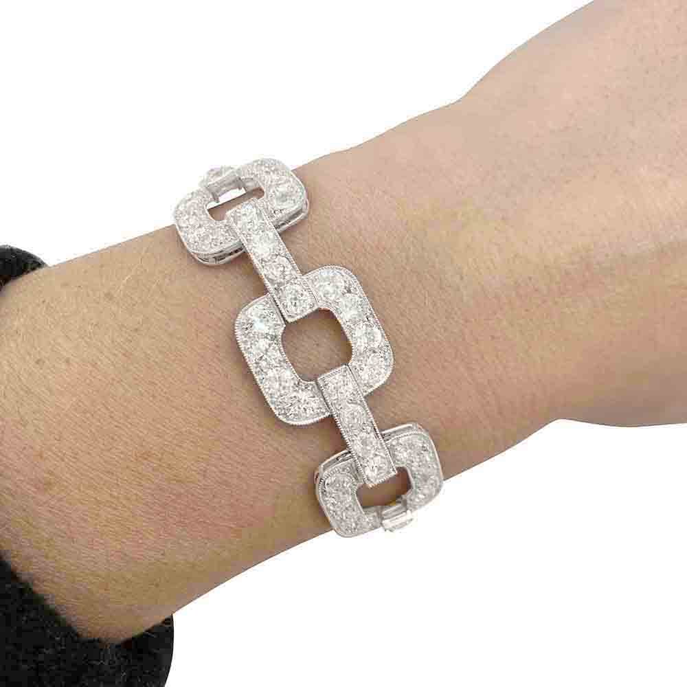 Bracelet ancien en platine, diamants taille ancienne. 6