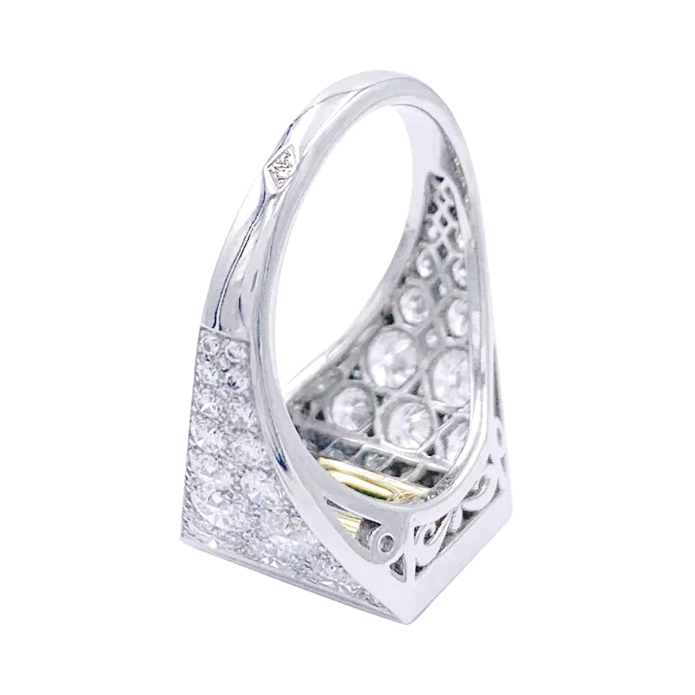 Bague, or blanc, platine, émeraude, diamants. 5