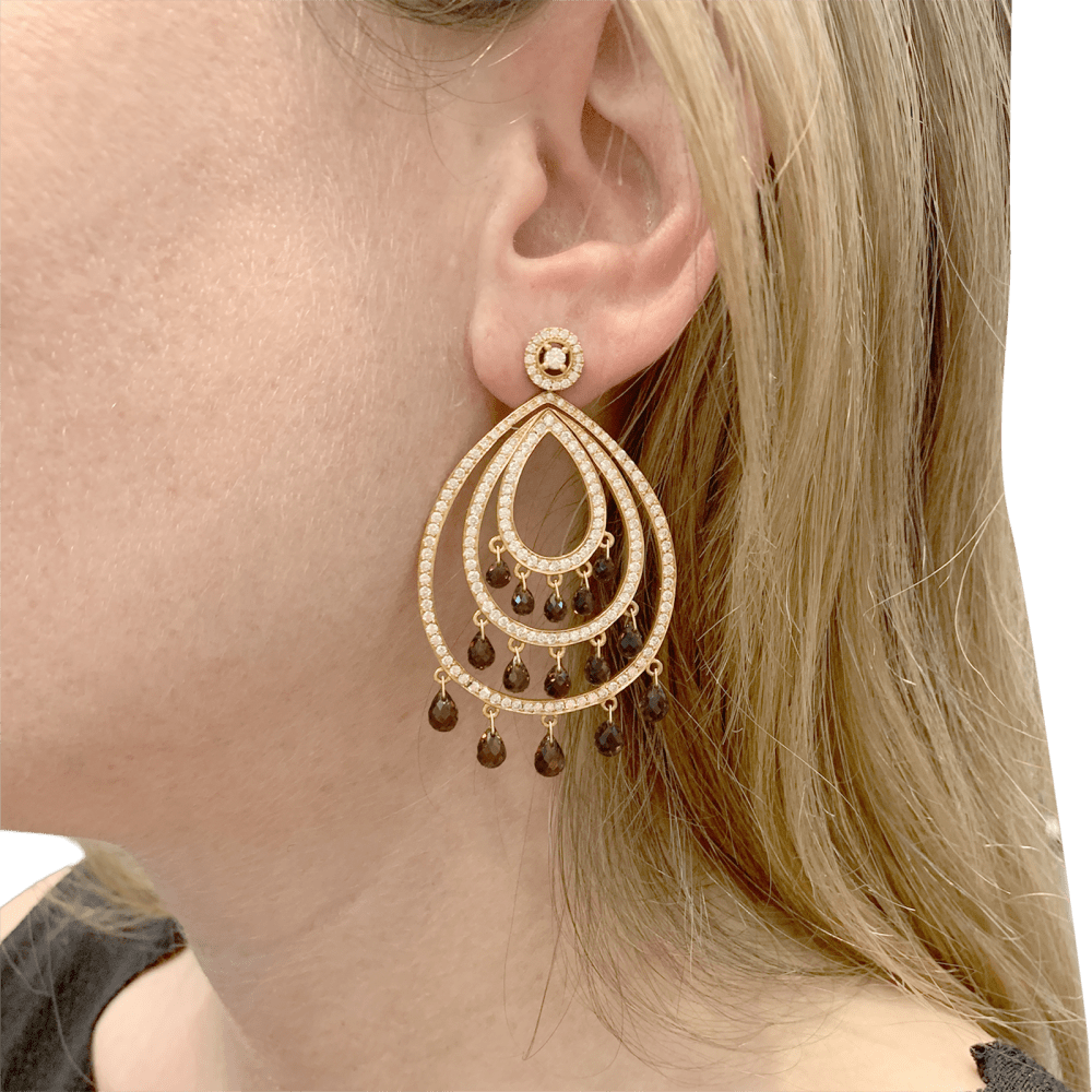Pendants d'oreilles, or rose, diamants et tourmalines. 4