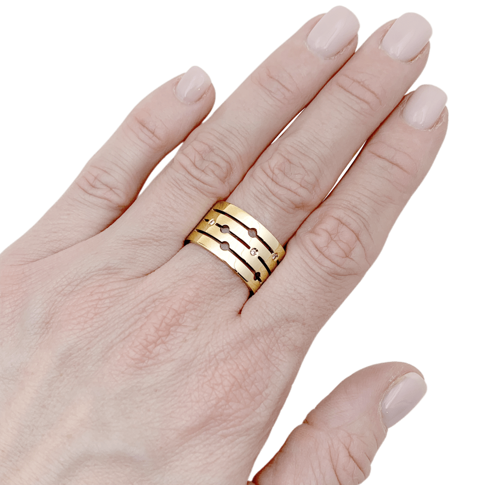 Bague Dinh Van, "Pulse", or rose et diamants.  6