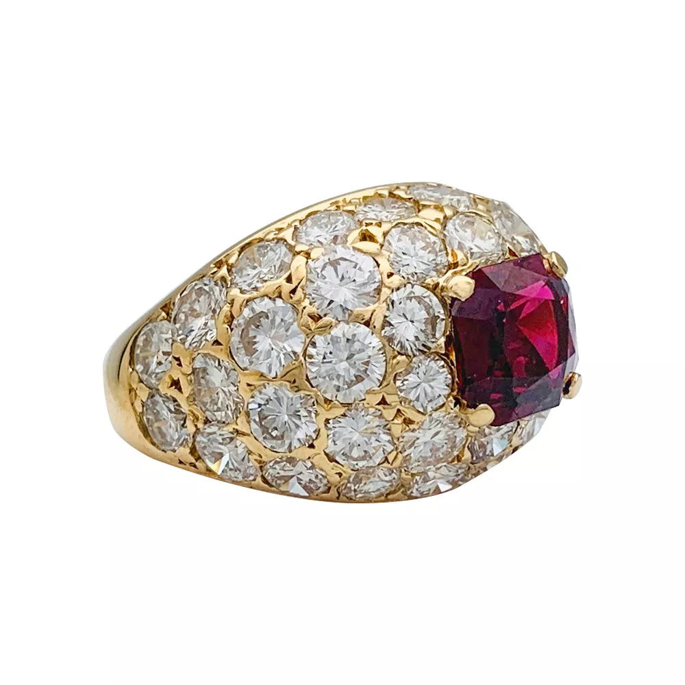 Bague jonc de luxe en or jaune rubis et diamants M.Gérard 5