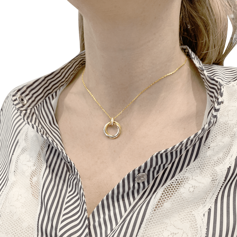 Collier Cartier, "Trinity", trois ors, diamants. 8