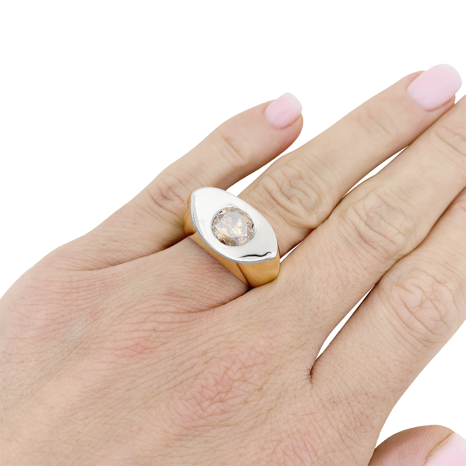 Bague moderniste or, diamant brun. 7