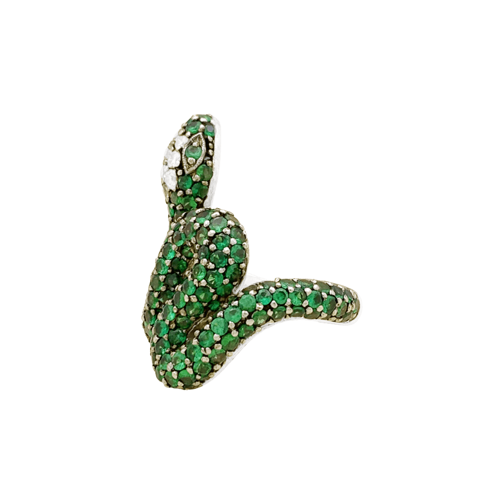 Bague Serpent, or blanc, or noirci, tsavorites et diamants. 2