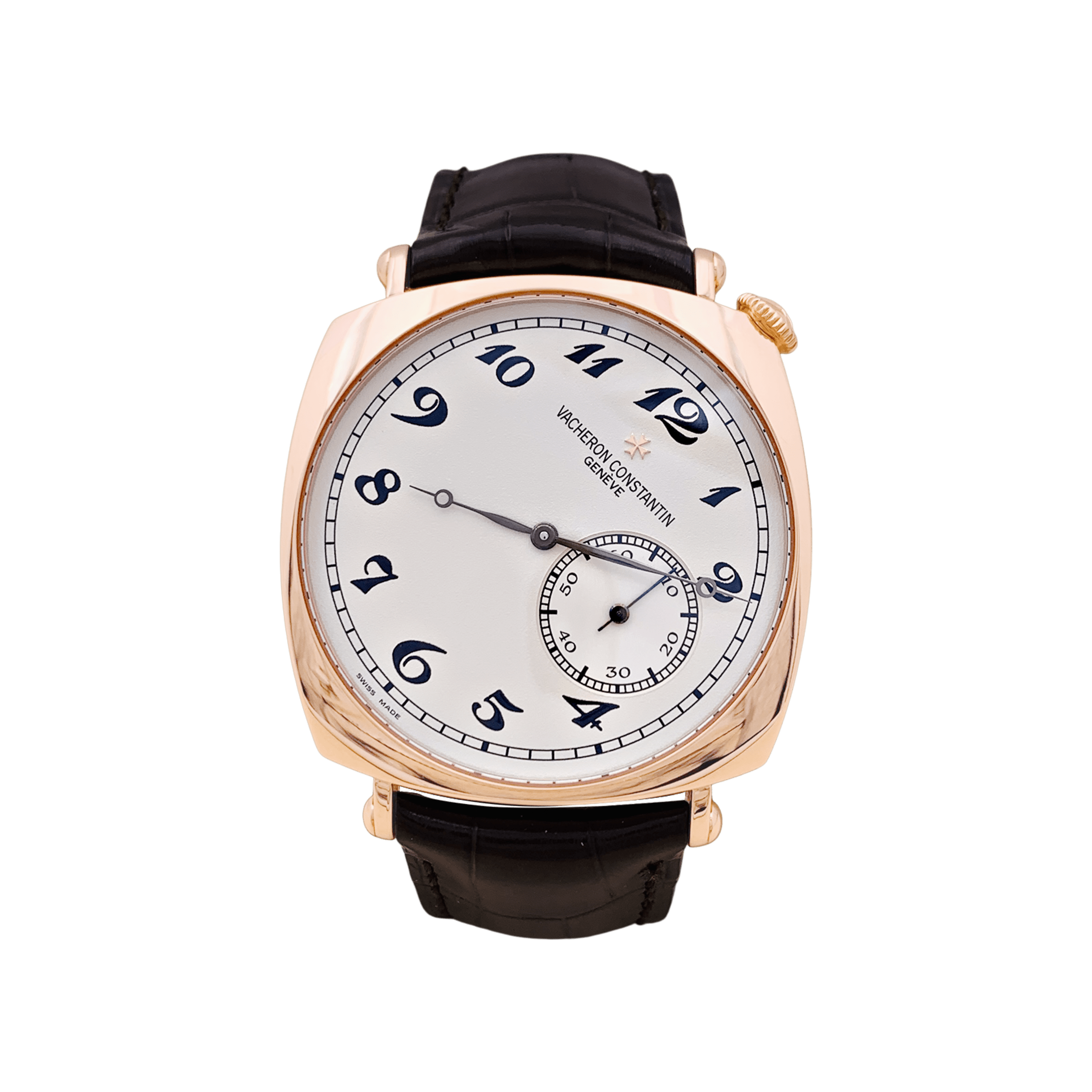 Montre Vacheron Constantin, "Historiques : American 1921", or rose, bracelet cuir.  1