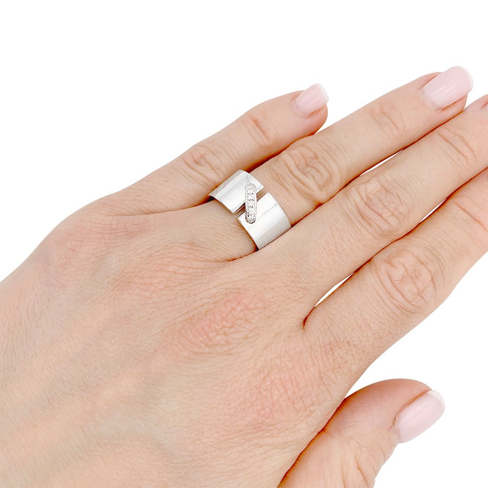 Bague Chaumet,"Liens", or blanc et diamants, lien unique. 5