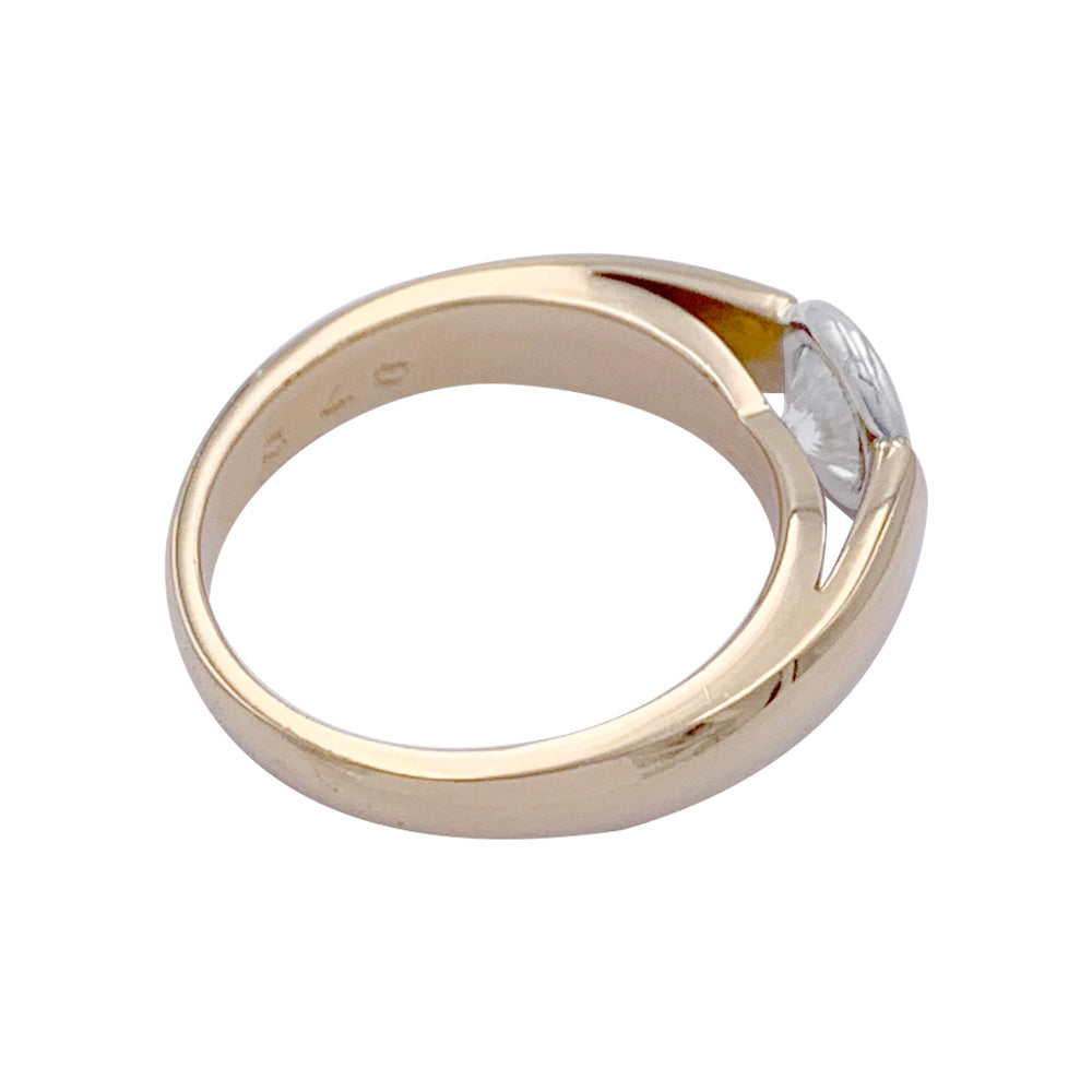 Bague solitaire or jaune, platine. 3