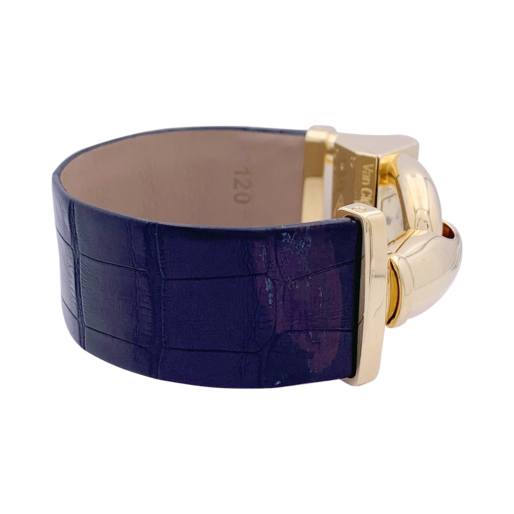 Montre Van Cleef & Arpels "Cadenas" or jaune, diamants, cuir. 5