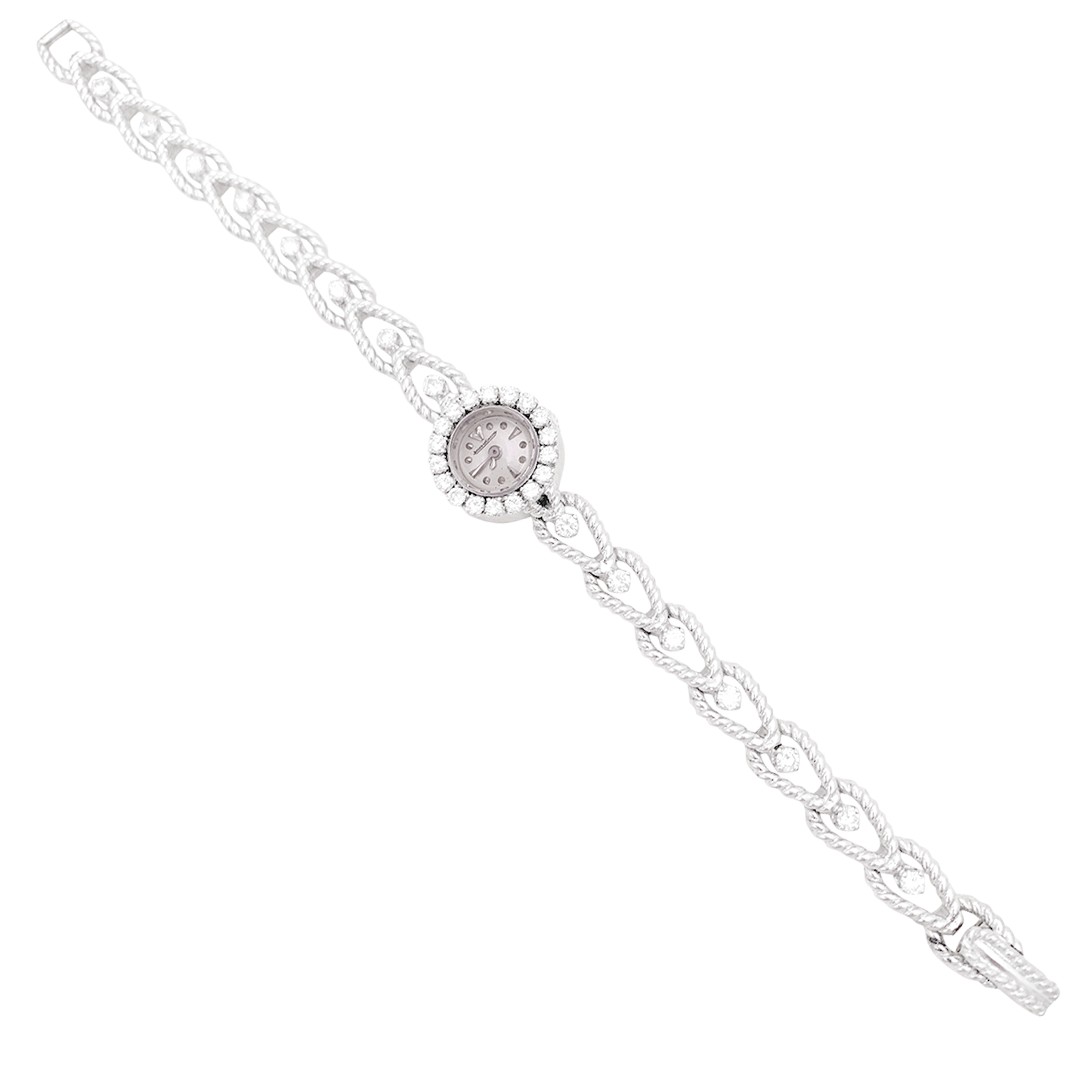 Montre Femme Jaeger-Lecoultre, or blanc, diamants.  3