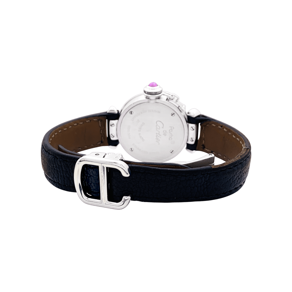Montre Cartier "Miss Pasha", acier, cuir.  4