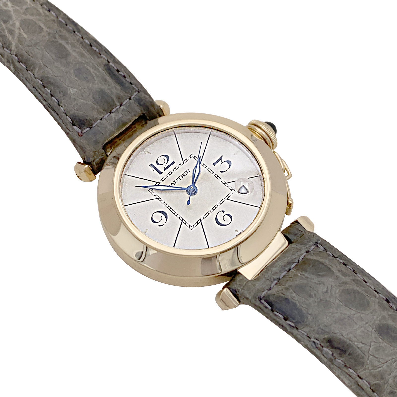 Montre Cartier "Pasha" or jaune, cuir. 3