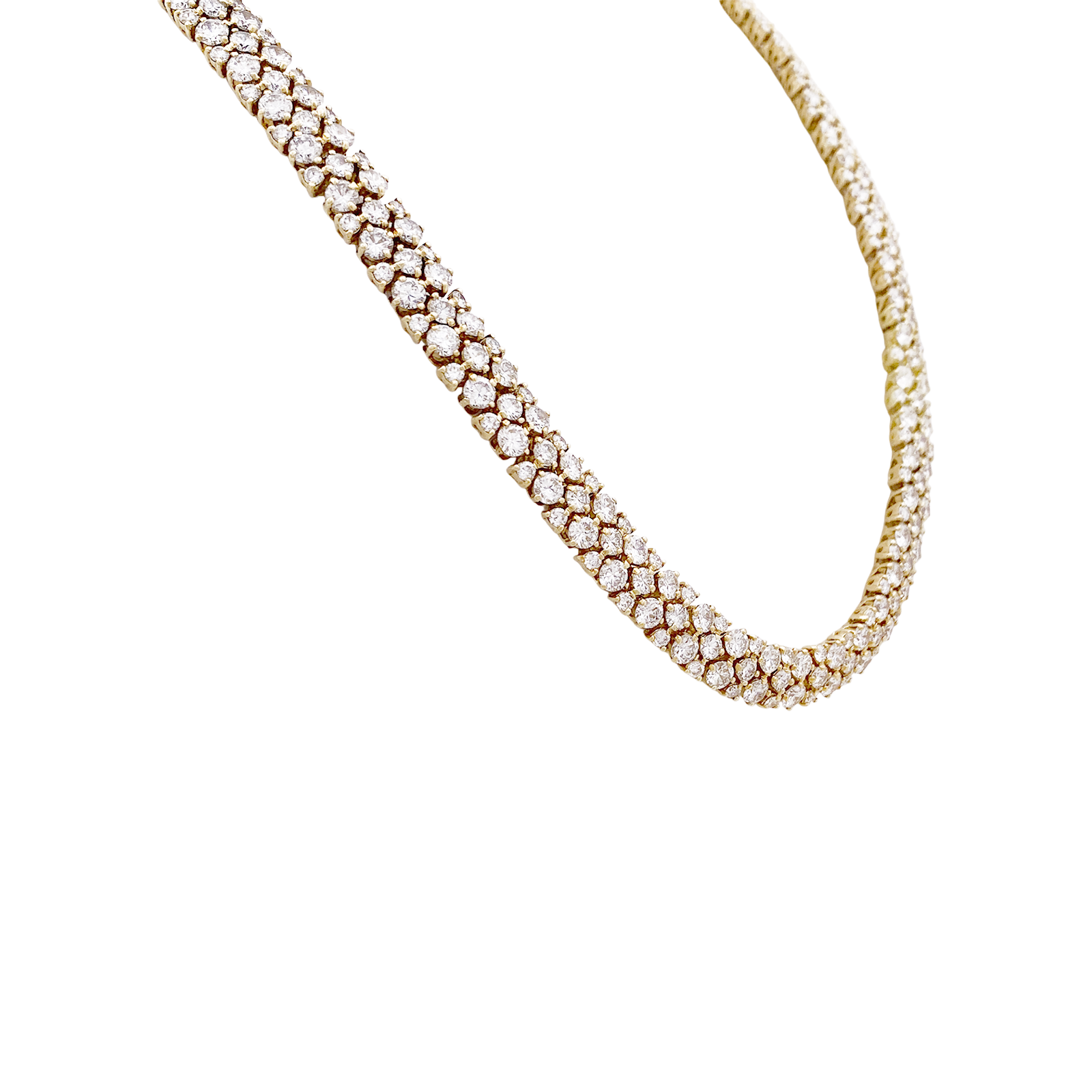Collier "Rivière" or jaune, diamants. 2
