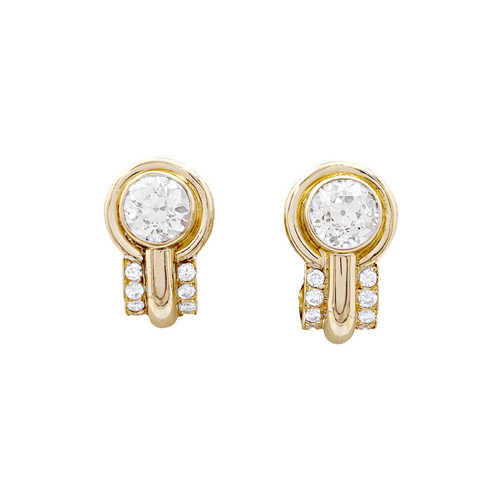 Boucles d'oreilles, or jaune et diamants.  1