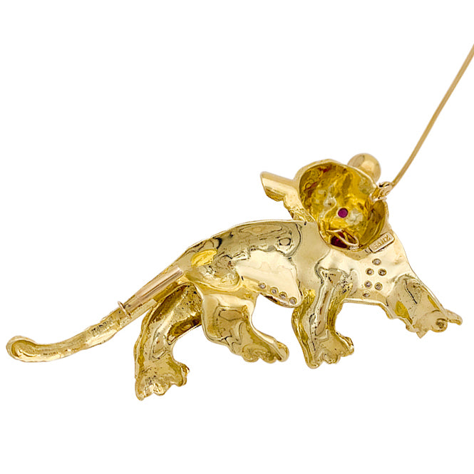 Broche Sanz, "Tigre", or jaune, diamants, rubis, émail. 3