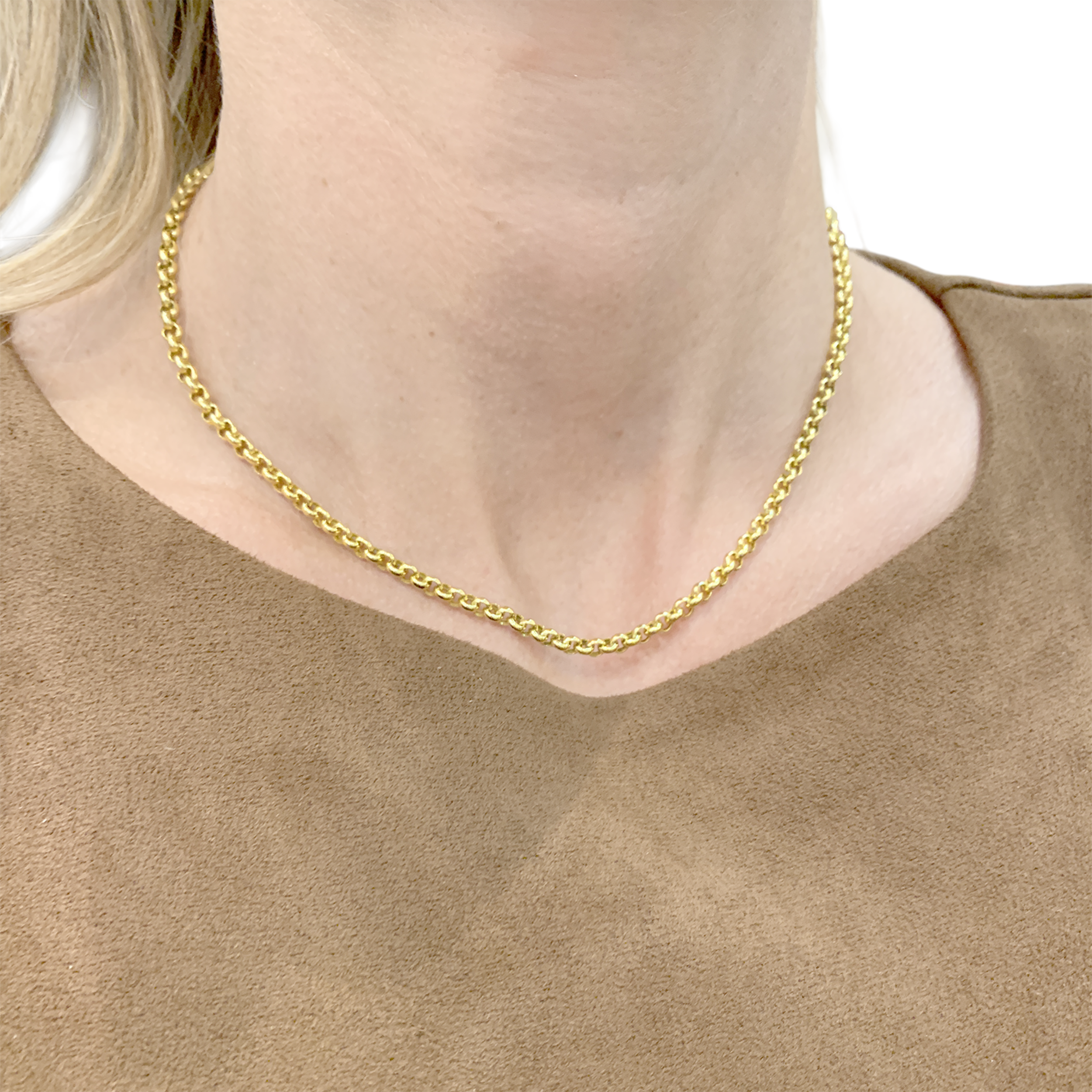 Collier maille jaseron, or jaune. 6