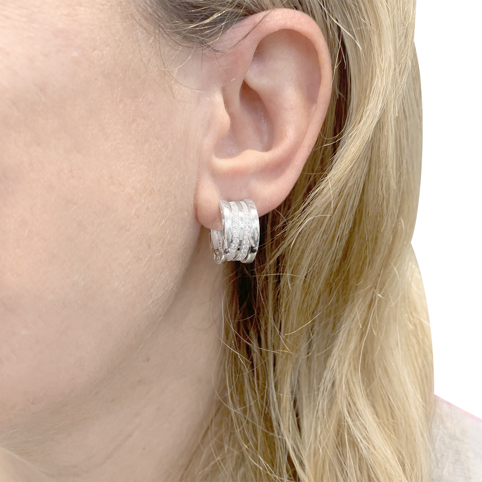 Créoles Bulagri "B.Zero1" or blanc, diamants. 6