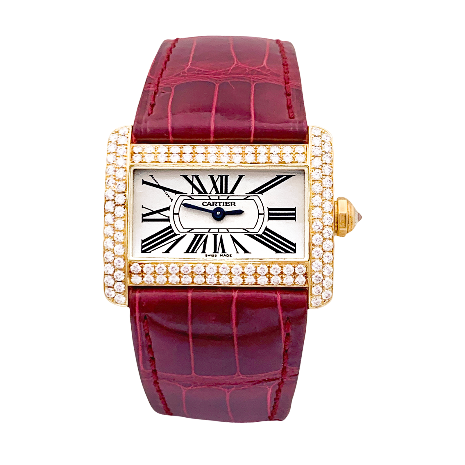 Montre Cartier, "Tank Divan", or jaune et diamants. 1