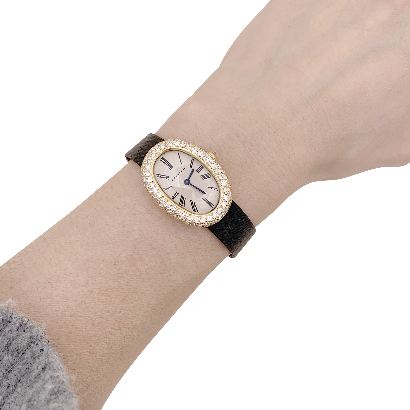 Montre Cartier, "Baignoire", or jaune, diamants. 7