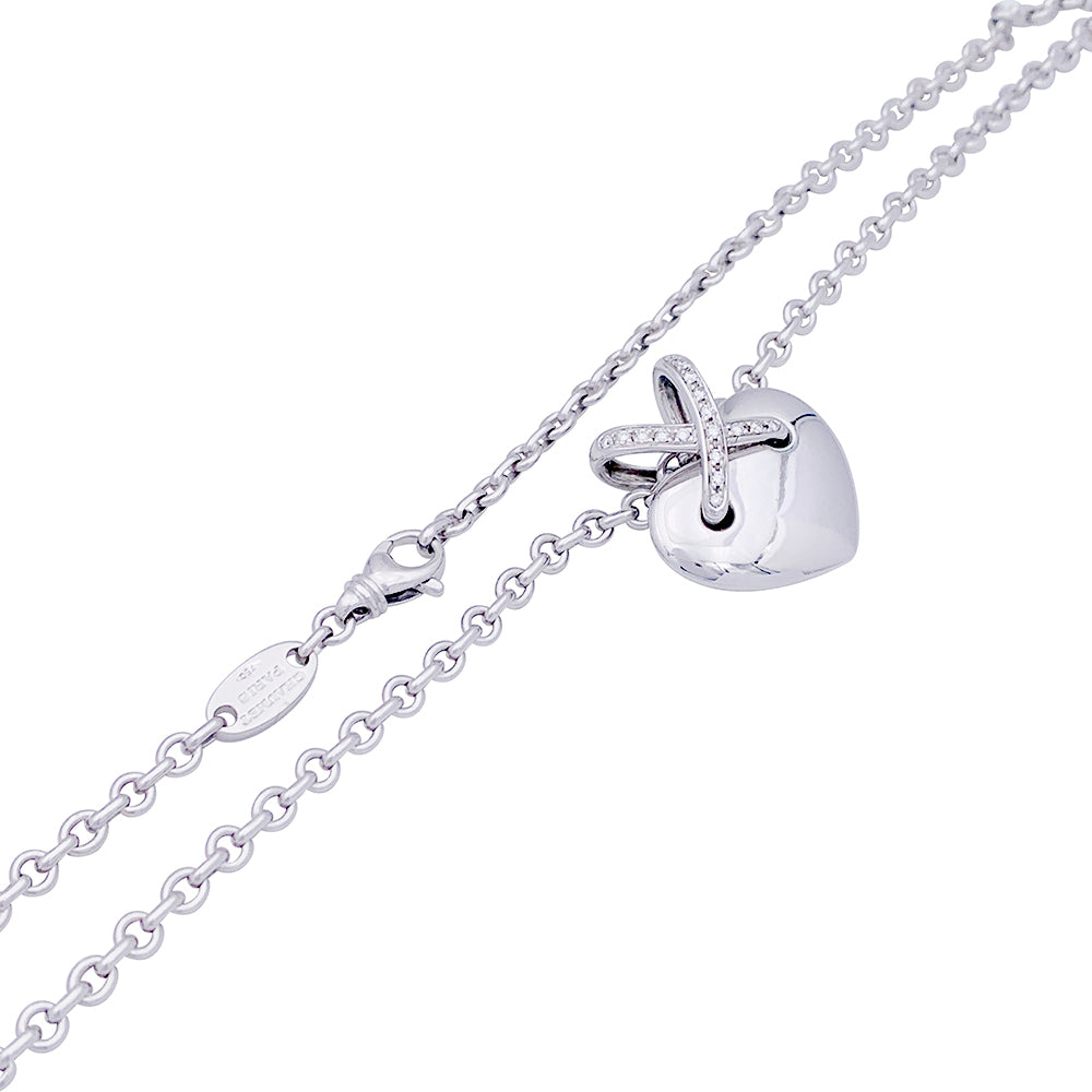 Collier Chaumet, "Coeur Liens", or blanc et diamants. 3