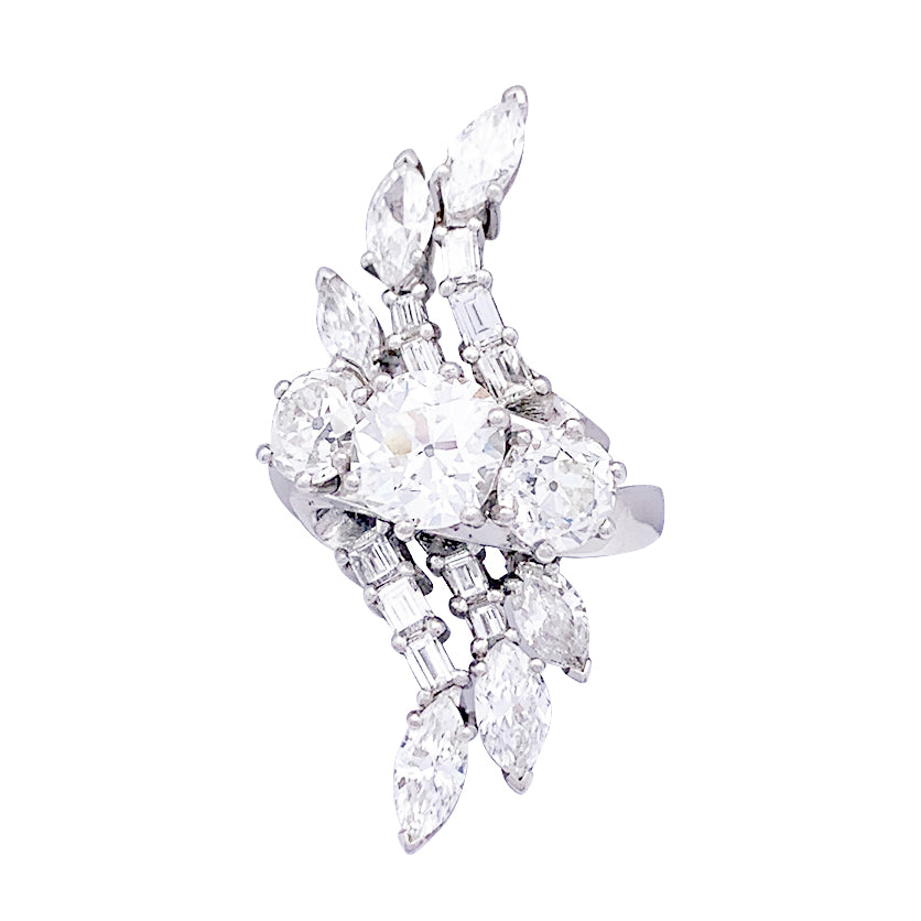 Bague diamants, platine. 1