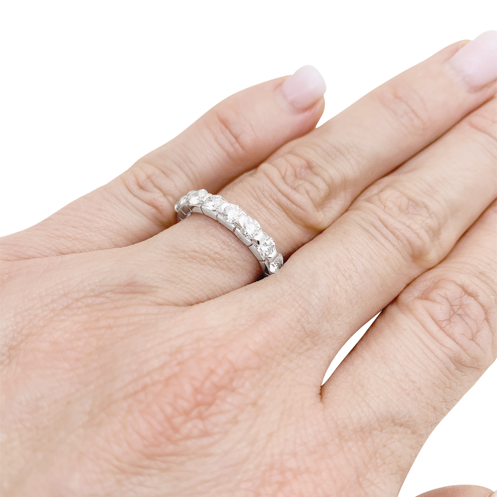 Demi-alliance or blanc et diamants. 5