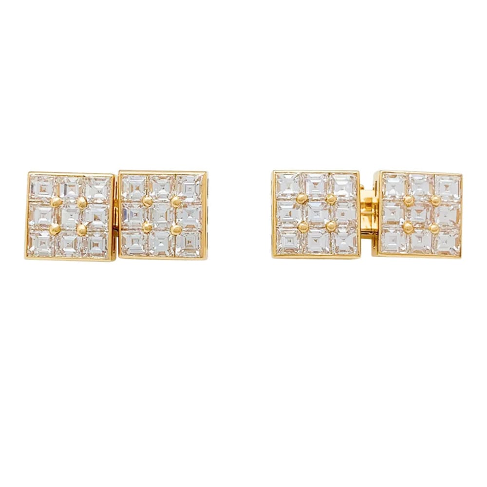 Paire de boutons de manchette Boucheron, en or jaune et diamants. 1