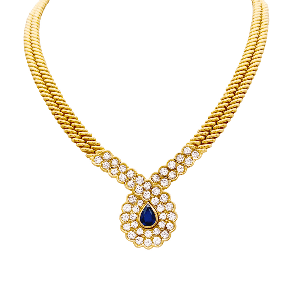 Collier Van Cleef & Arpels, or jaune, saphir, diamants. 1