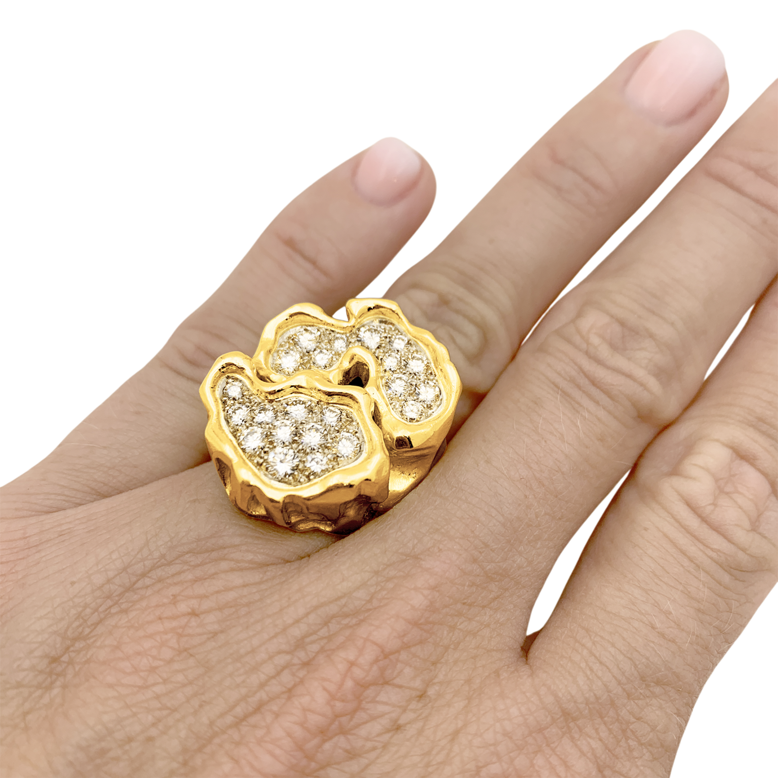 Bague vintage, or jaune, platine, diamants.  5