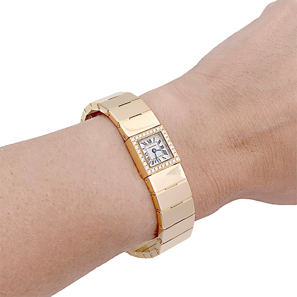 Montre Cartier, "Tank Lingot", or jaune, diamants. 7