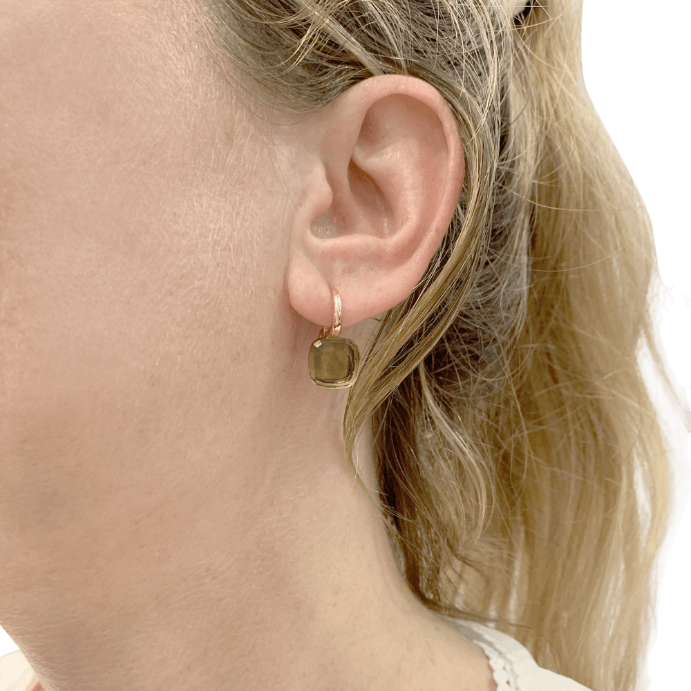 Boucles d'oreilles Pomellato, "Nudo", or rose et blanc et quartz lemon. 5