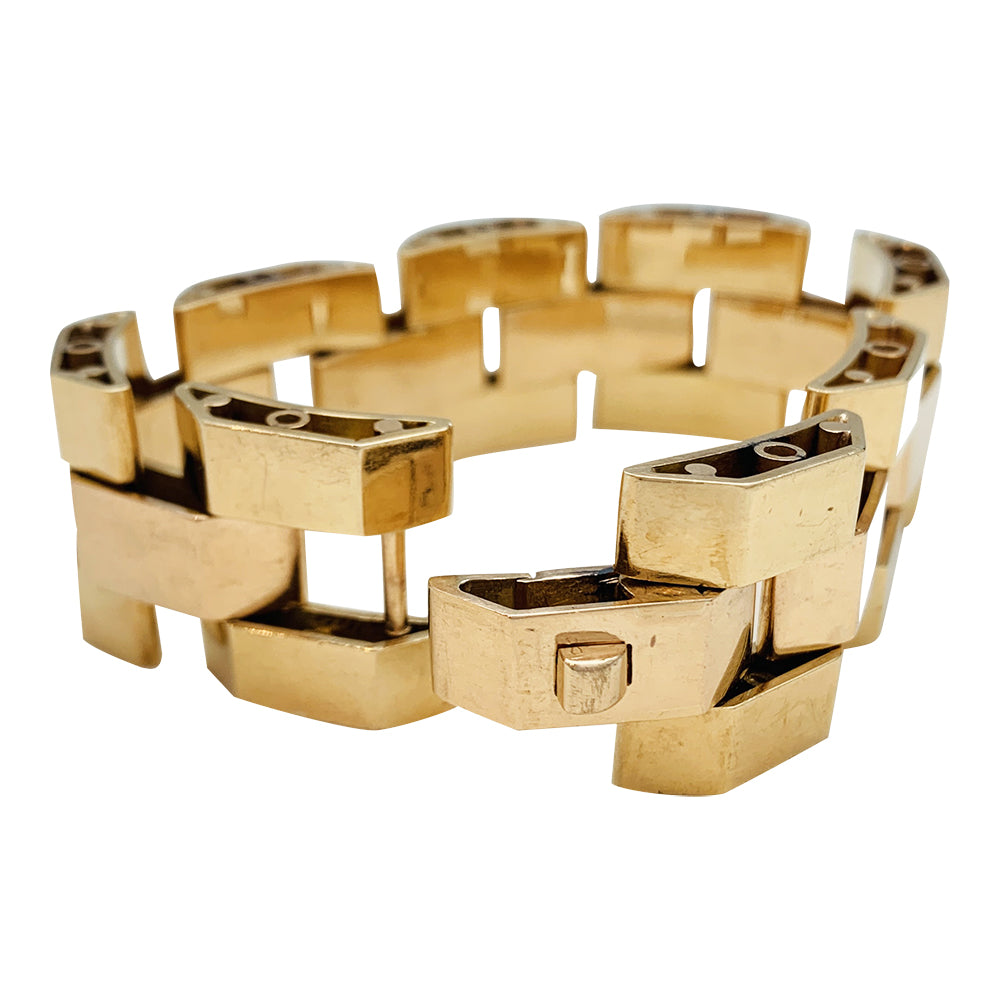 Bracelet Tank or rose et or jaune 190 mm de long. 4