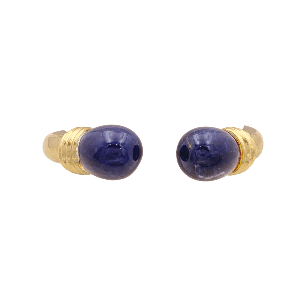Bracelet jonc Ilias Lalaounis, collection "Neolithic", en or jaune martelé et sodalite. 5