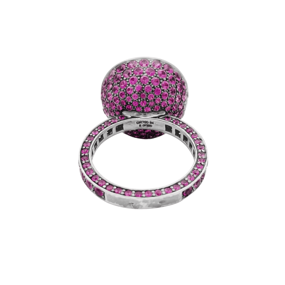Bague Boucheron, "Liz" or noirci, tourmalines et saphirs roses.  4