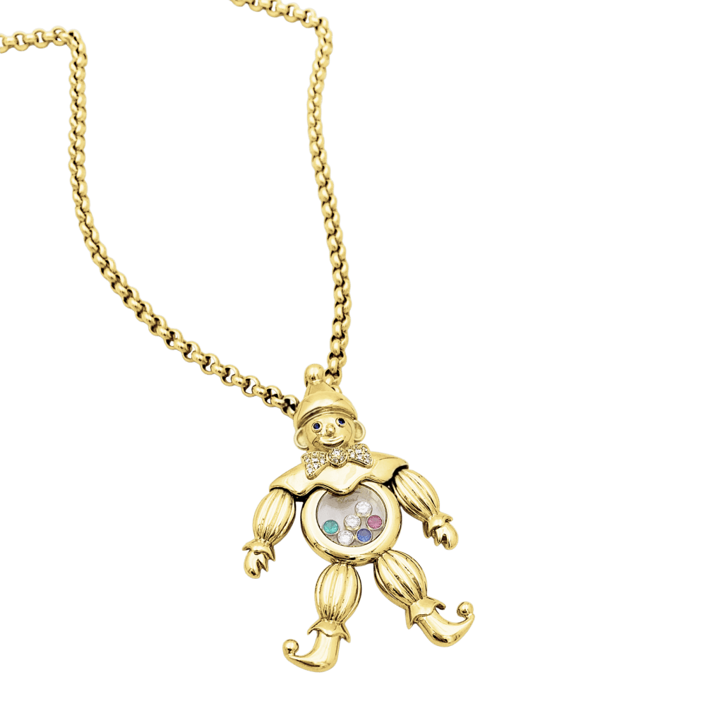 Collier Chopard, "Happy Clown", or jaune, pierres de couleurs. Grand modèle.  1