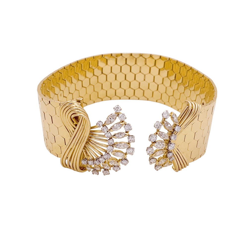 Bracelet vintage or rose, diamants. 2