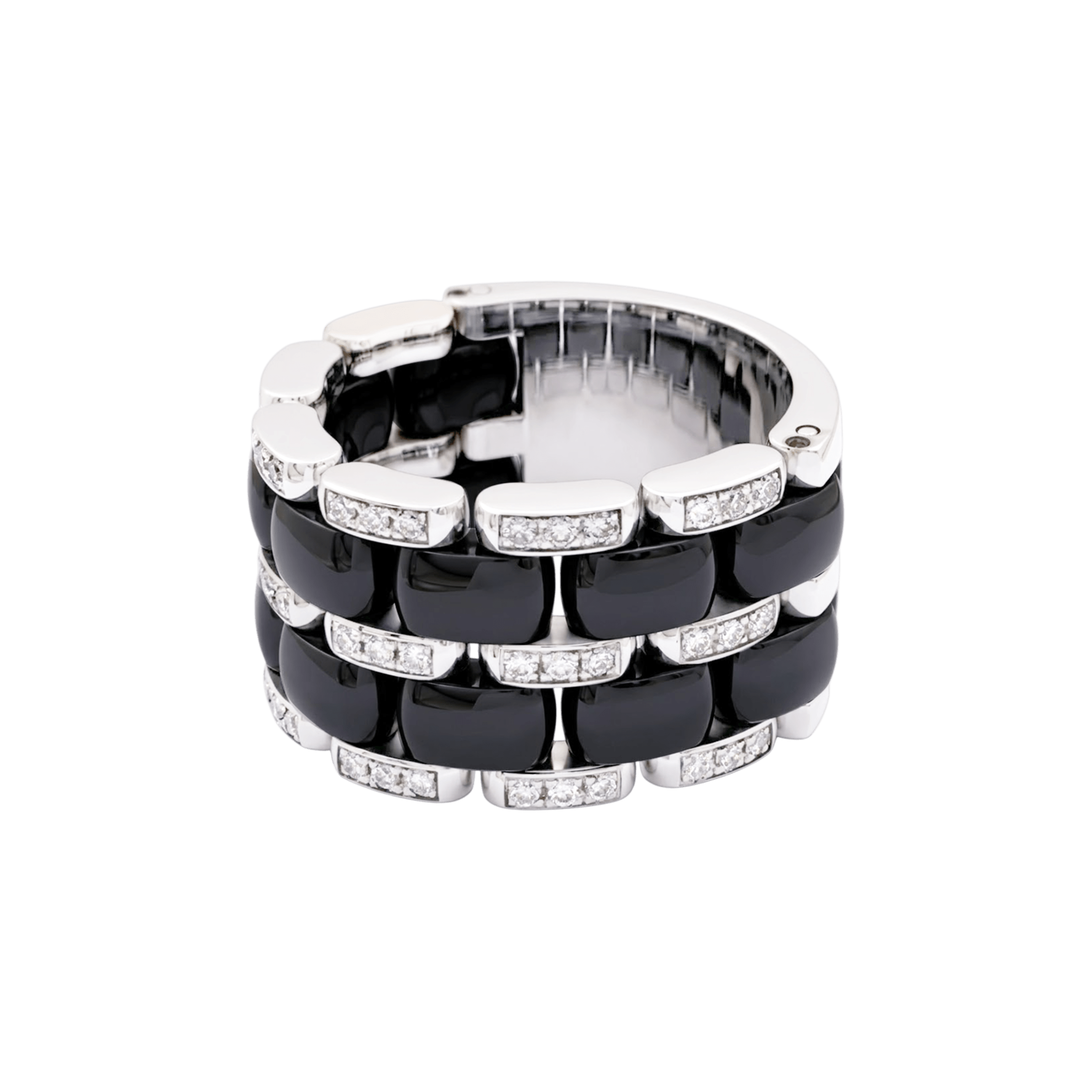Bague Chanel, "Ultra" en or blanc, céramique noire et diamants.  3
