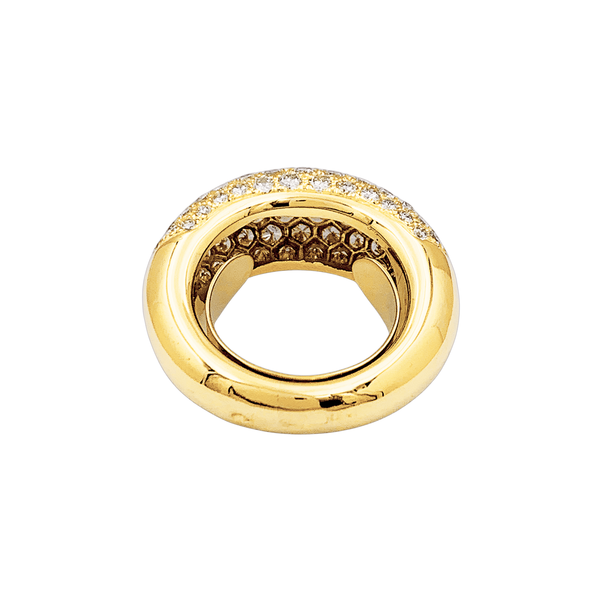 Bague jonc bombé, or jaune et diamants. 4
