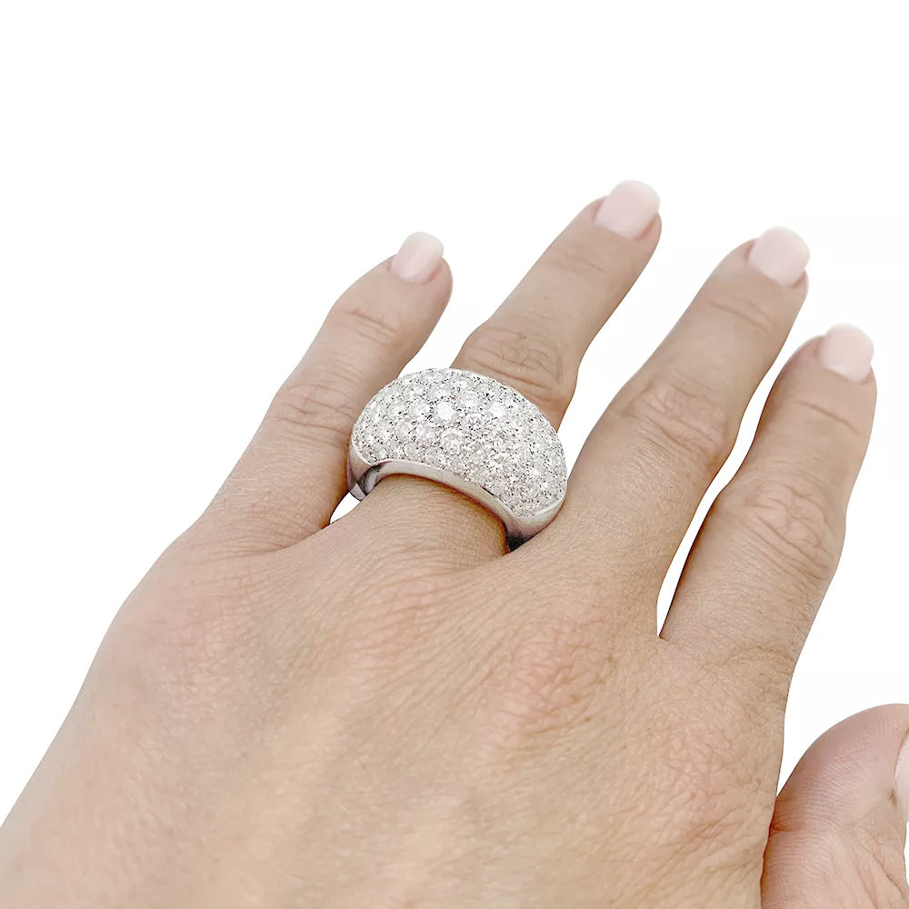 Bague pavage en or blanc, diamants. 4