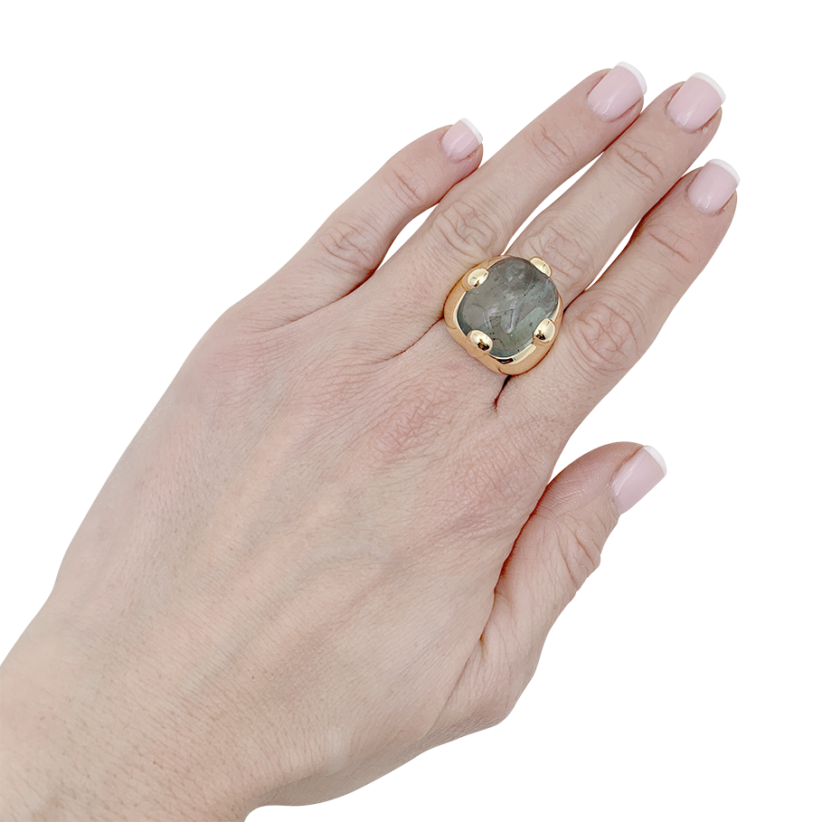 Bague Pomellato "Griffe" or jaune, aigue marine. 6