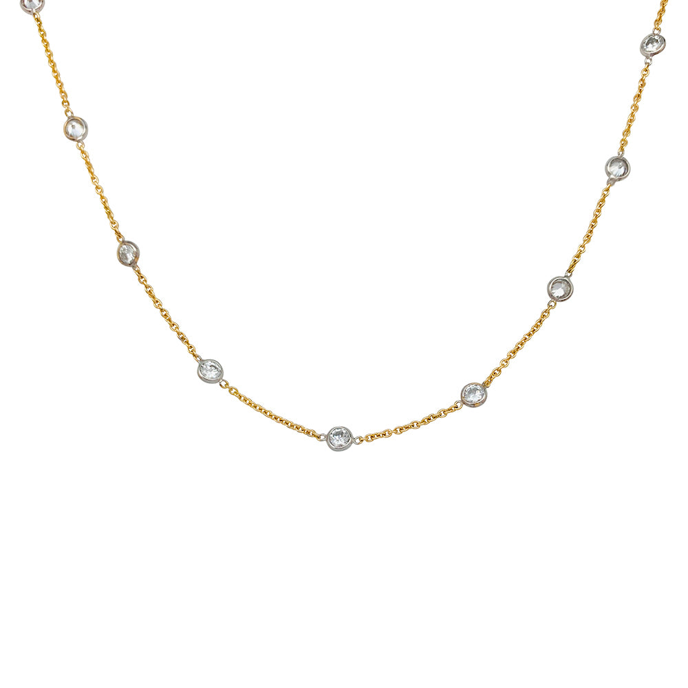 Collier gouttière 2 ors 750/000 serti de 16 diamants 2,53 carats 3