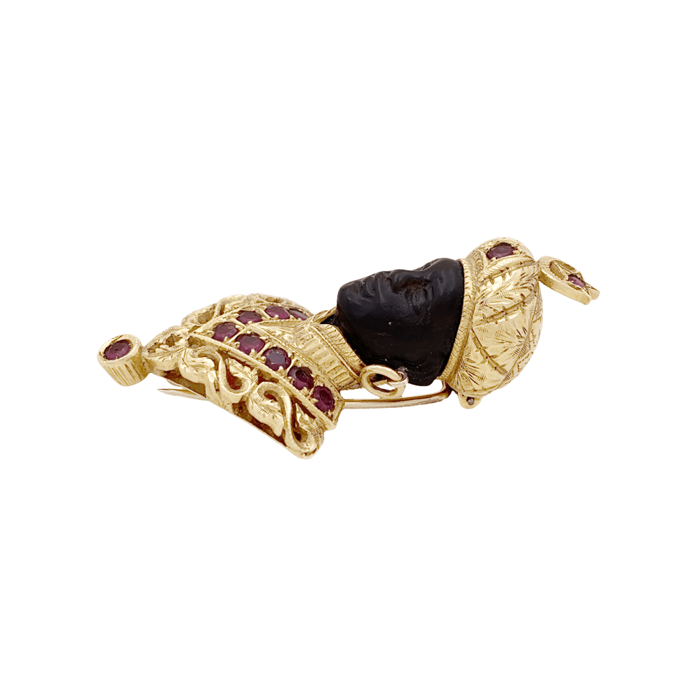 Broche G.NARDI, "Moretto", or jaune, rubis, ébène. 6