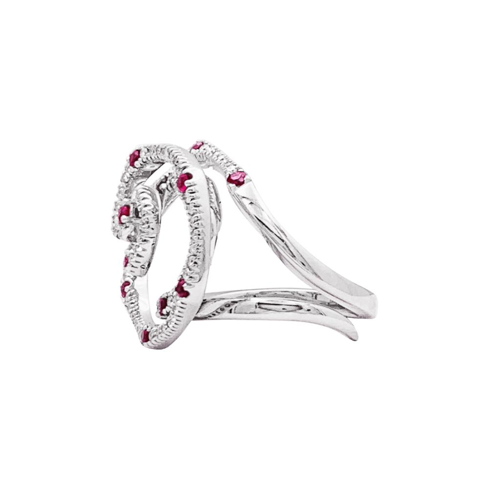 Bague Giovanni Ferraris, or blanc, diamants et rubis.  3