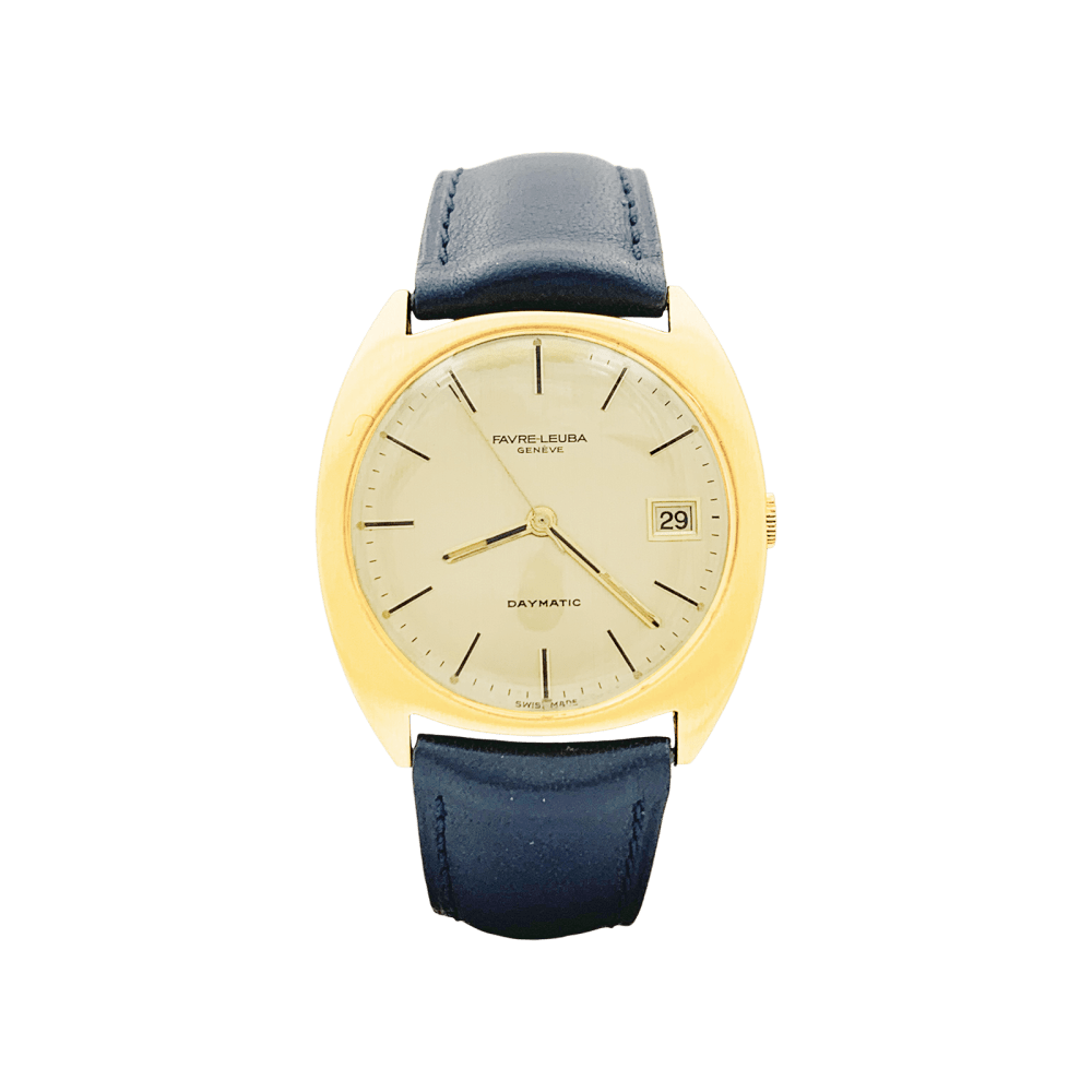 Montre Favre Leuba, or jaune, cuir.  1