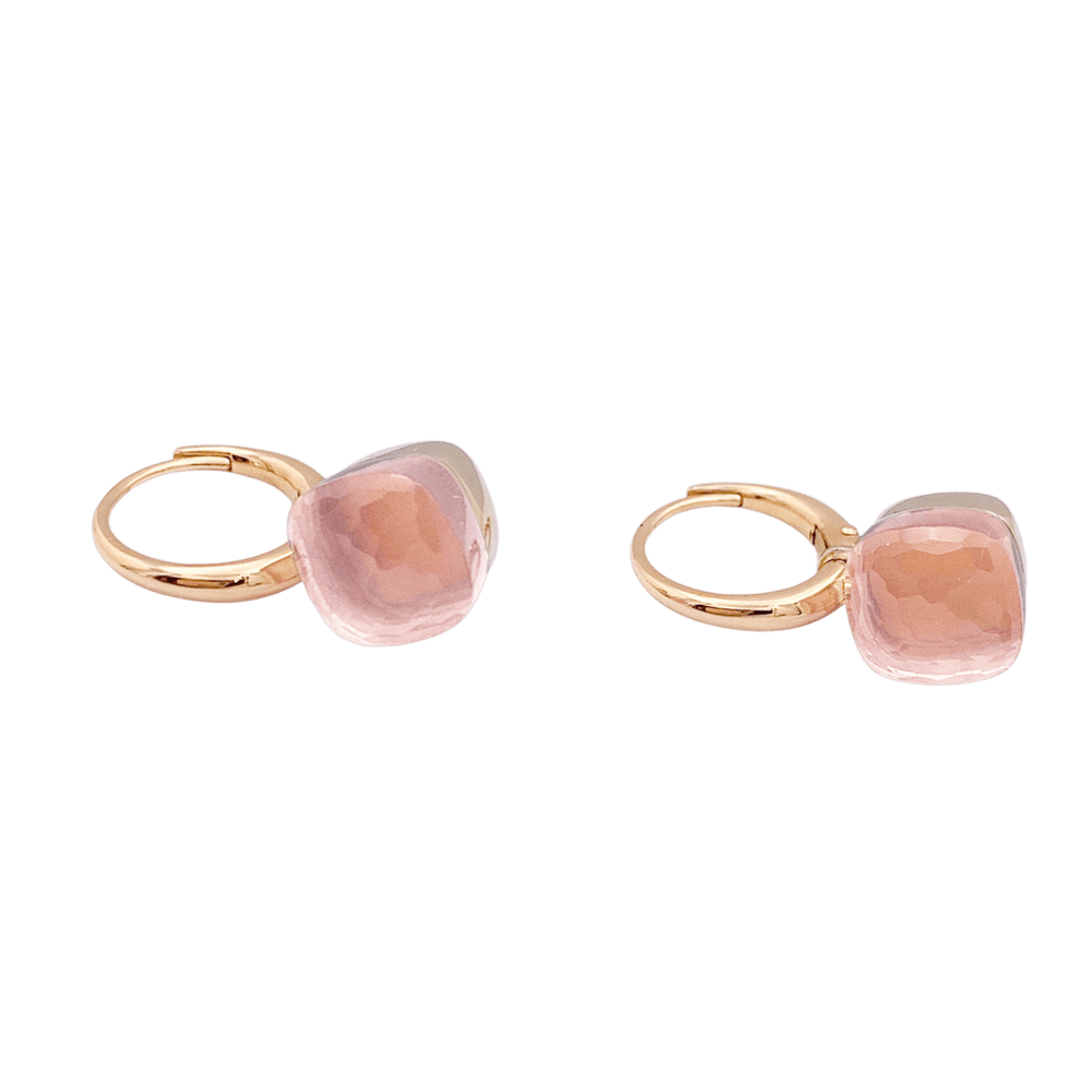 Boucles d'oreilles Pomellato, "Nudo", or rose et blanc et quartz rose. 2