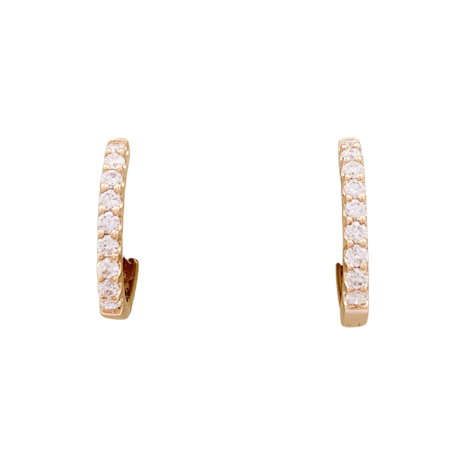 Paire de petites créoles en or rose, diamants. 1