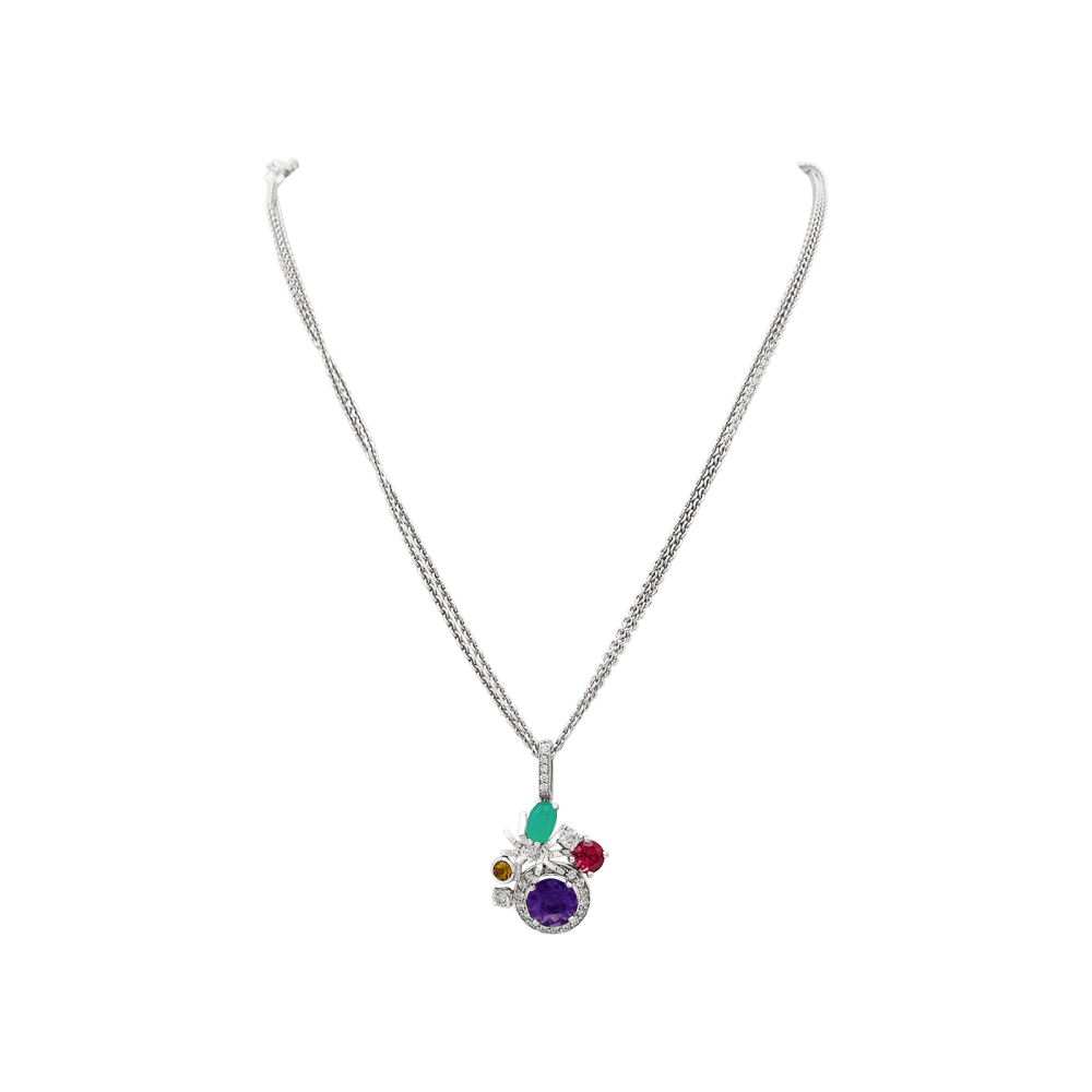 Collier Chaumet, "Attrape-moi... si tu m'aimes", or blanc, diamants, pierres de couleurs.  1