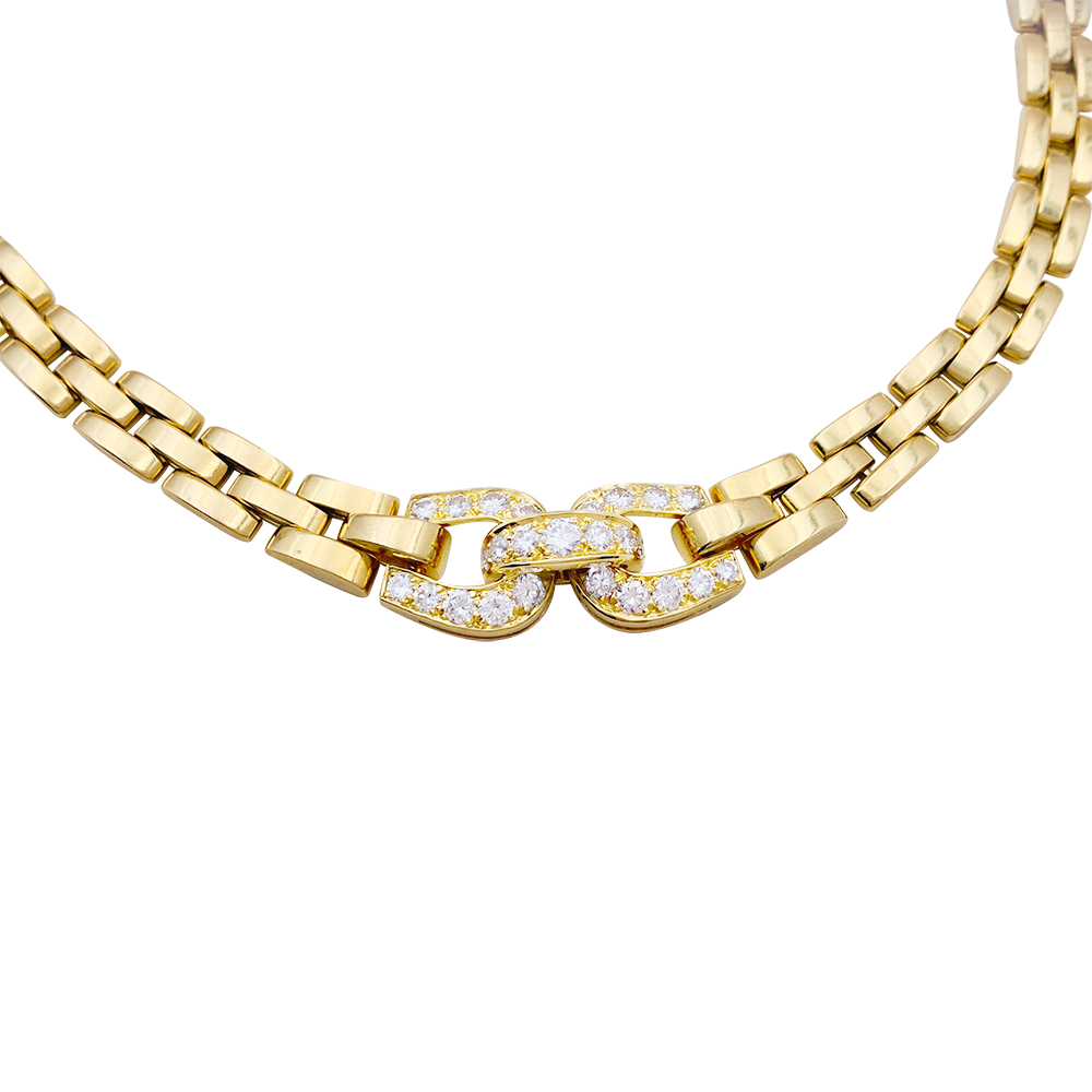 Collier Cartier, "Etrier", or jaune, diamants. 3